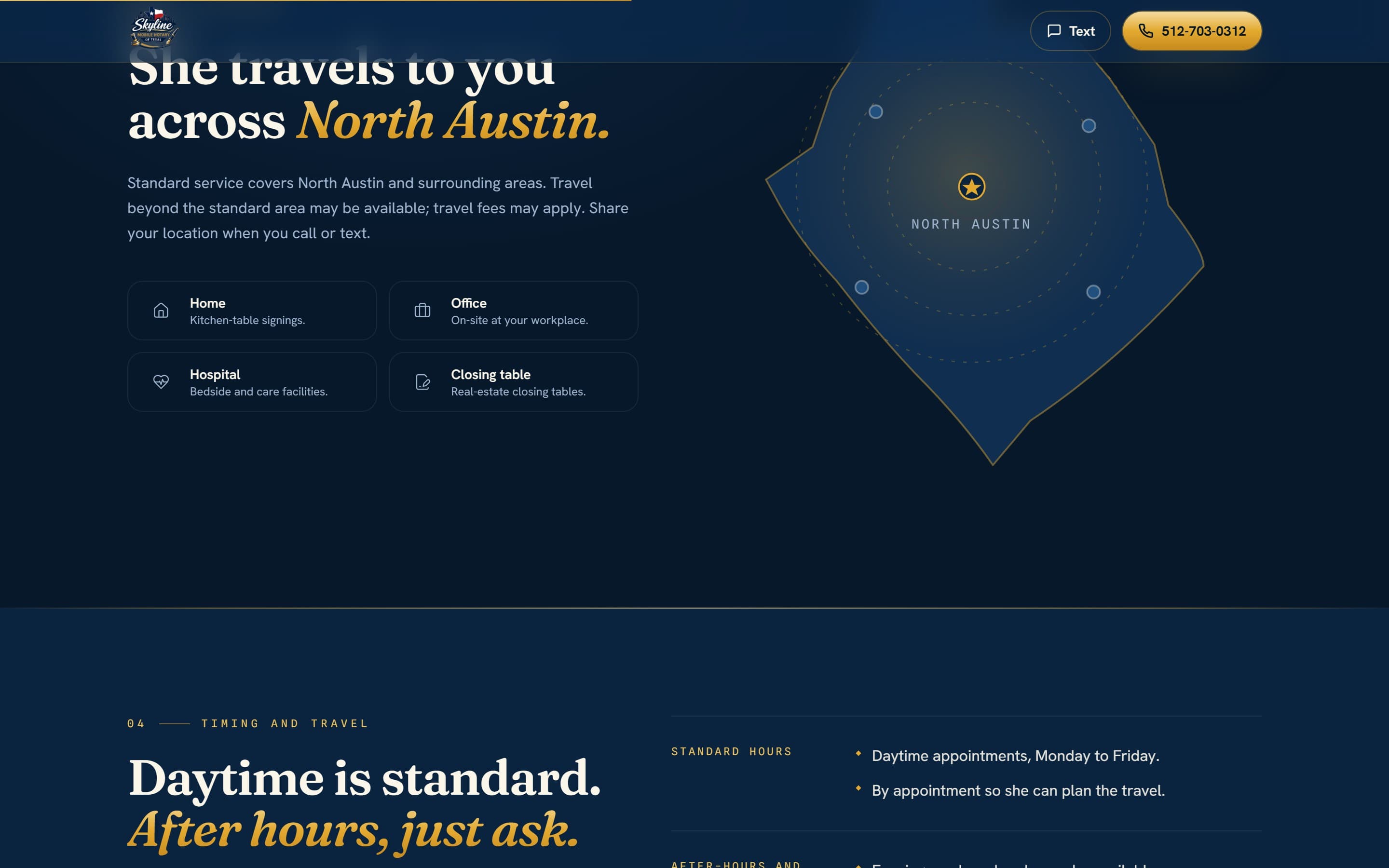 Skyline Mobile Notary — she travels to the client for the signing